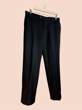 Men’s Wearhouse Pronto Uomo Black Dress Slacks Size 33x32 Altered to 28” L, Wool